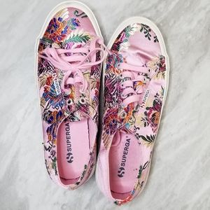 Pink embroidered tennis shoes